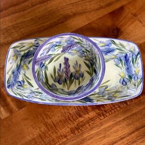Lavender Floral Ceramic Bowl and Tray